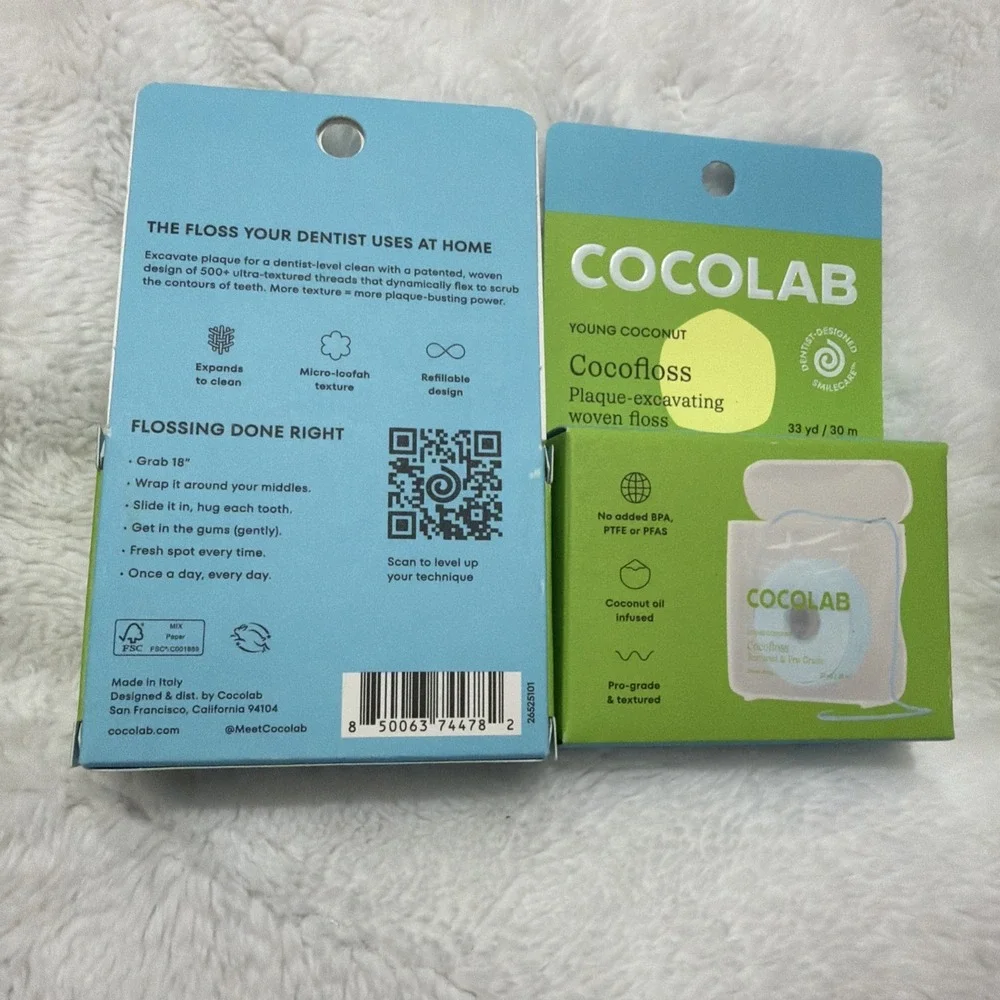Lot Of 2 Cocolab Young Coconut Woven Dental Floss, Textured & Pro-Grade
